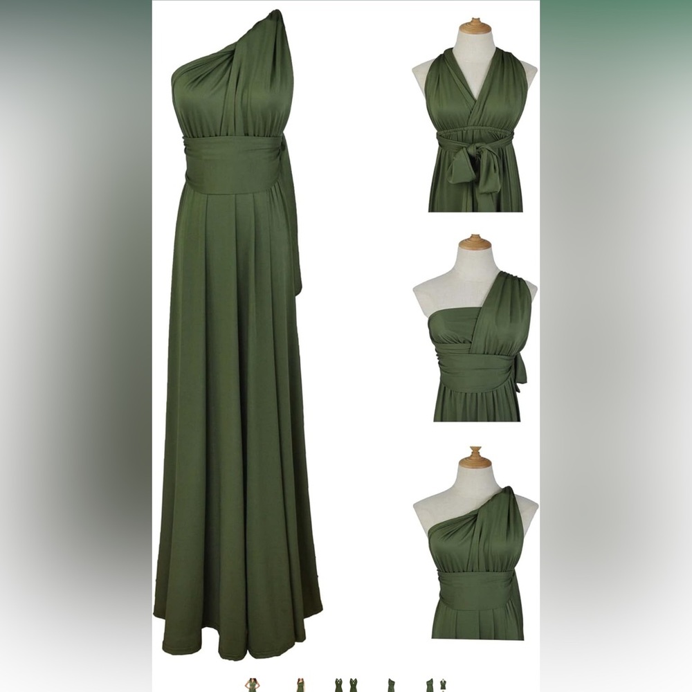 Elegant Olive Green Maxi Dress size L
